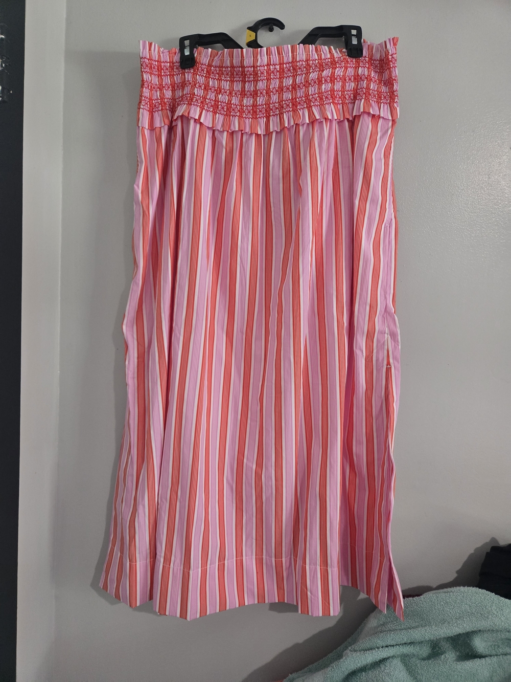 Striped Pink & Coral Smocked Maxi Skirt